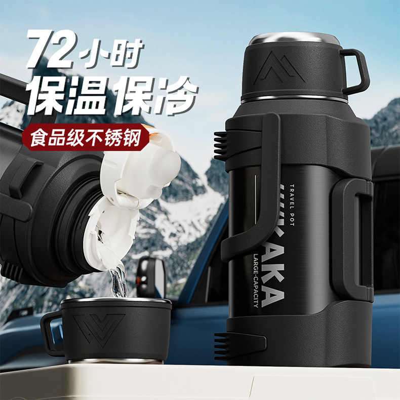 The outdoor insulated kettle made of 316 stainless steel with a large capacity can carry a small bowl of tea-water separation sports kettle pic 3