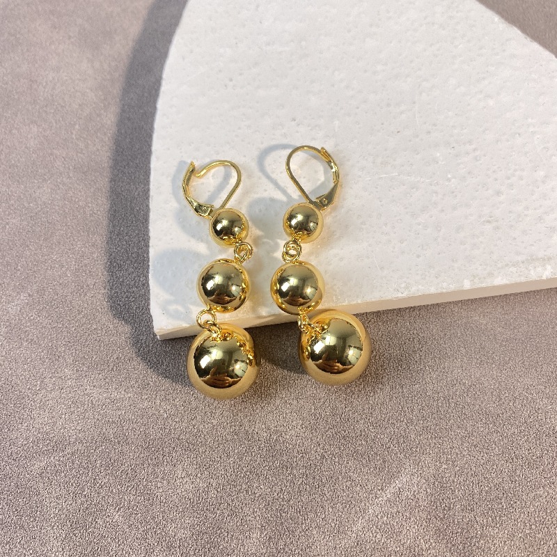 网红博主同款铜球耳环耳钉电镀真金日韩新款女欧美街拍超大耳环女详情4