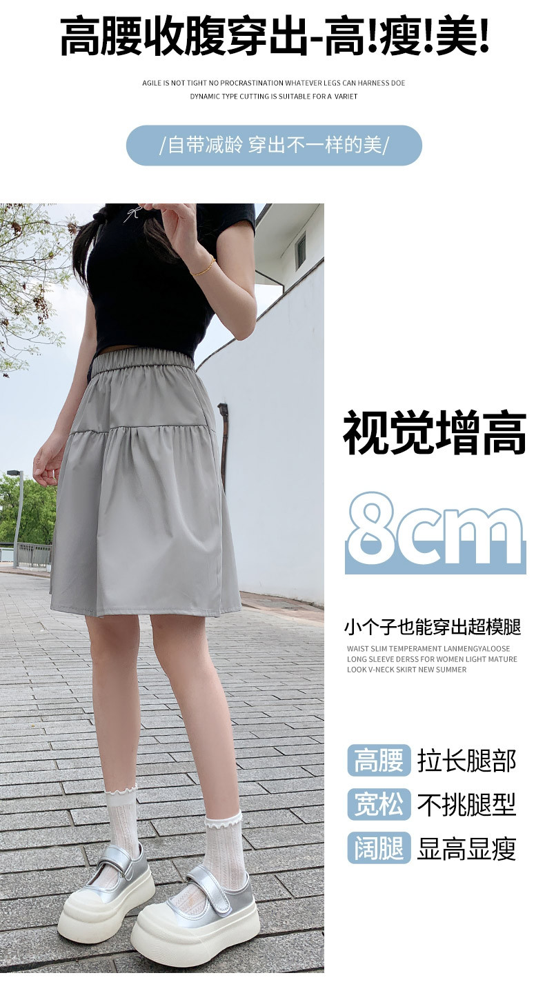 日系穿搭藏蓝色半身裙女夏季a字藏青色薄款短裙子夏日小个子半裙详情6