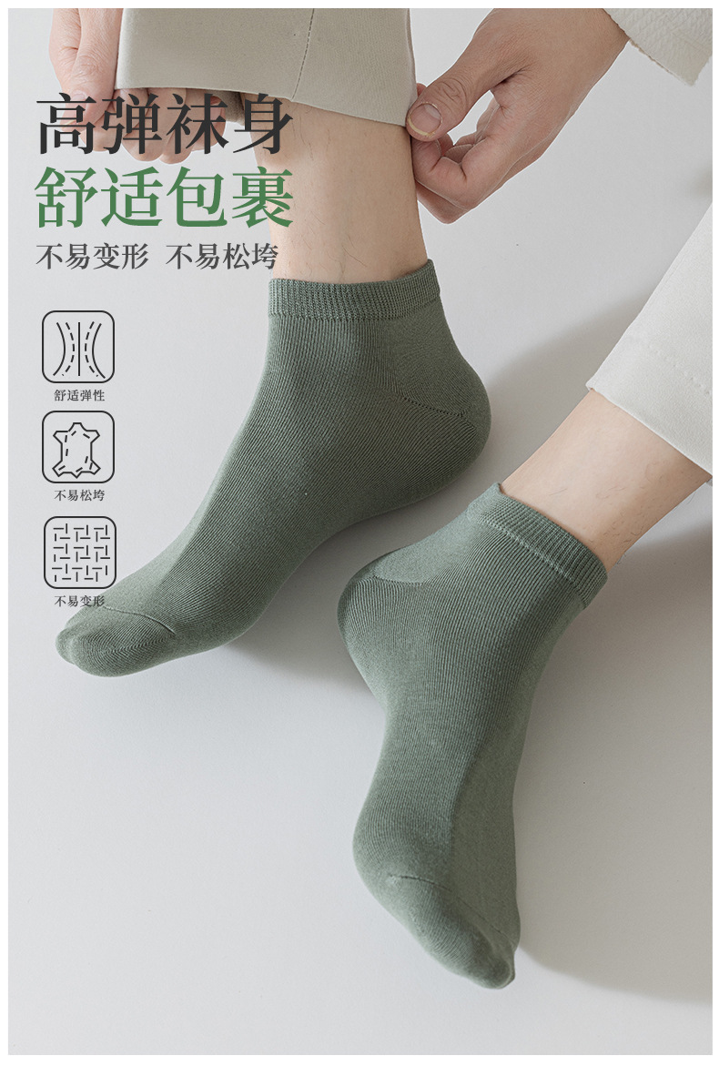 诸暨男士春夏短袜纯色棉袜透气吸汗运动隐形船袜男袜薄款男袜子详情10
