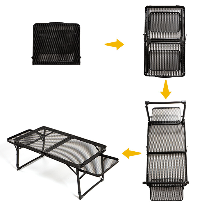 Outdoor camping simple and portable grid table, aluminum alloy double-ear iron mesh foldable net table (in stock) pic 4