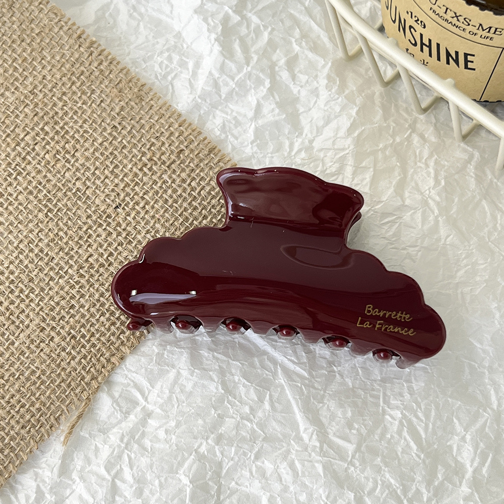 2025新款高级感复古红色花边金标抓夹韩版发夹半扎发鲨鱼夹子发夹详情7