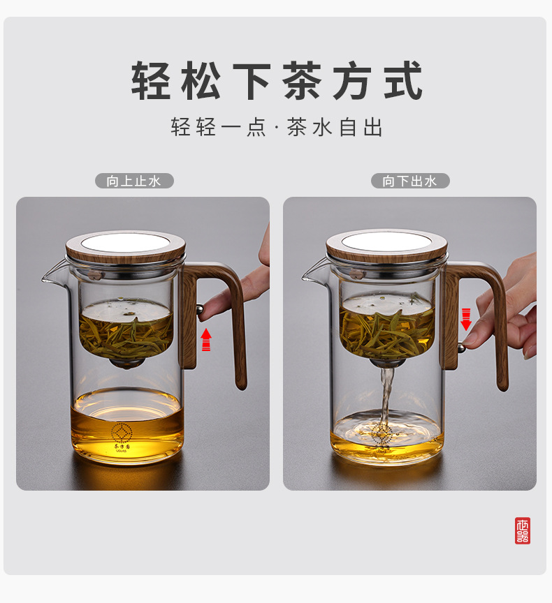 泡茶壶茶水分离飘逸杯全玻璃耐热过滤冲茶神器功夫茶具磁吸泡茶杯详情3
