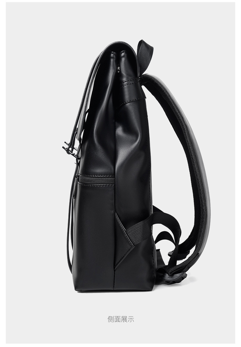 This simple and trendy double-shoulder computer bag for both men and women is fashionable and versatile. It has a large capacity and is a niche backpack with a PU waterproof leather film pic 27