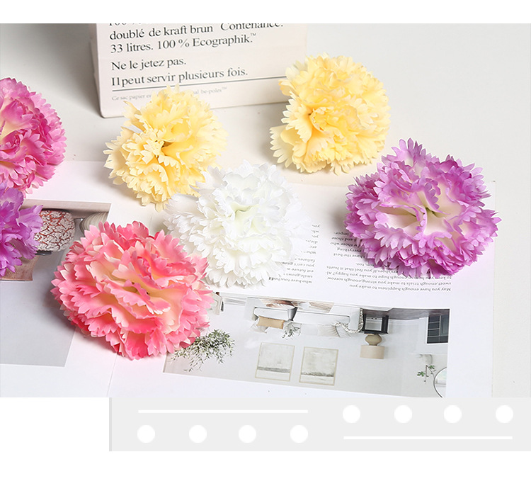 8cm仿真多色绢布康乃馨花头母亲节花束家居装饰diy插花蛋糕花配件详情6