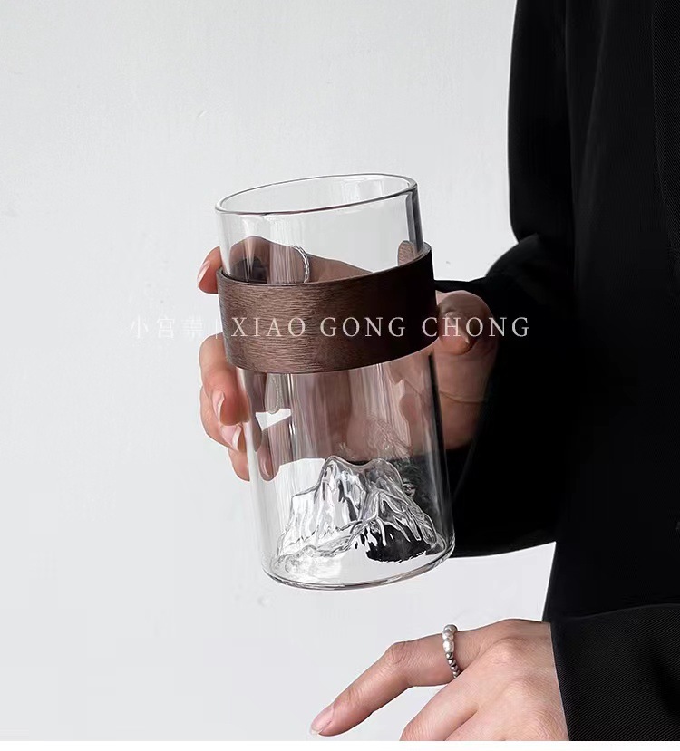 Japanese-style creative mountain-viewing glass cups, retro Chinese trend high-temperature resistant Fuji Mountain tea cups, household snow mountain cups, coffee water cups pic 9