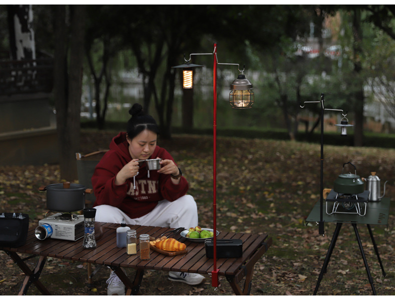 户外营地折叠灯架露营超轻铝合金便携式桌面灯杆支架照明挂灯挂架详情13