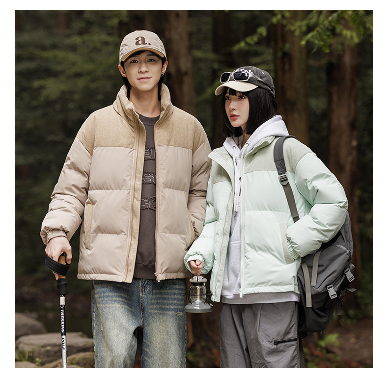 New winter fleece cotton-padded jackets for both men and women, thickened and warm cotton-padded jackets, couple bread jackets, and trendy color-blocked cotton-padded jackets pic 6