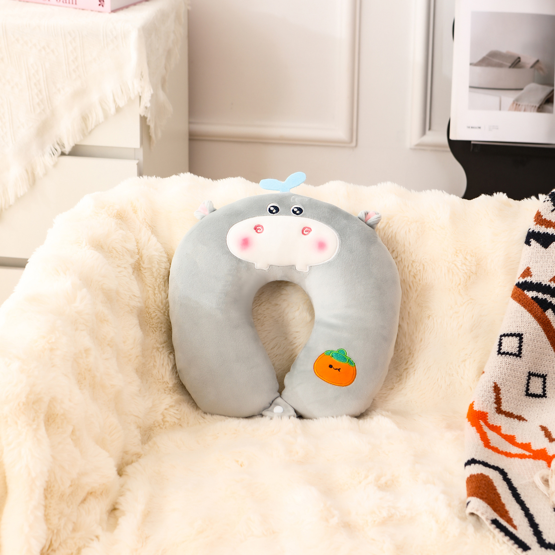 【 River Persimmon 】 Cartoon Set Lumbar support, headrest, throw pillow, U-pillow doll customization pic 9