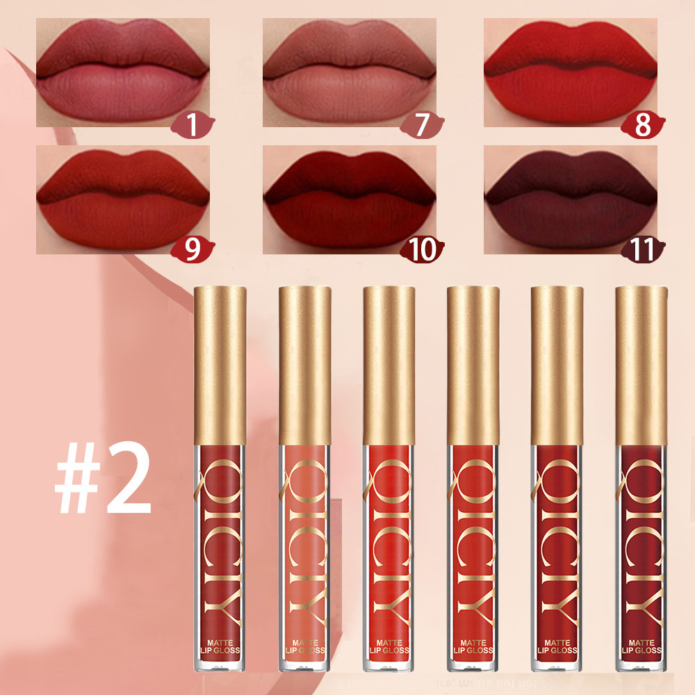 【跨境专供】QICIY唇釉套装雾面哑光珠光不粘杯唇釉唇彩11色批发详情13