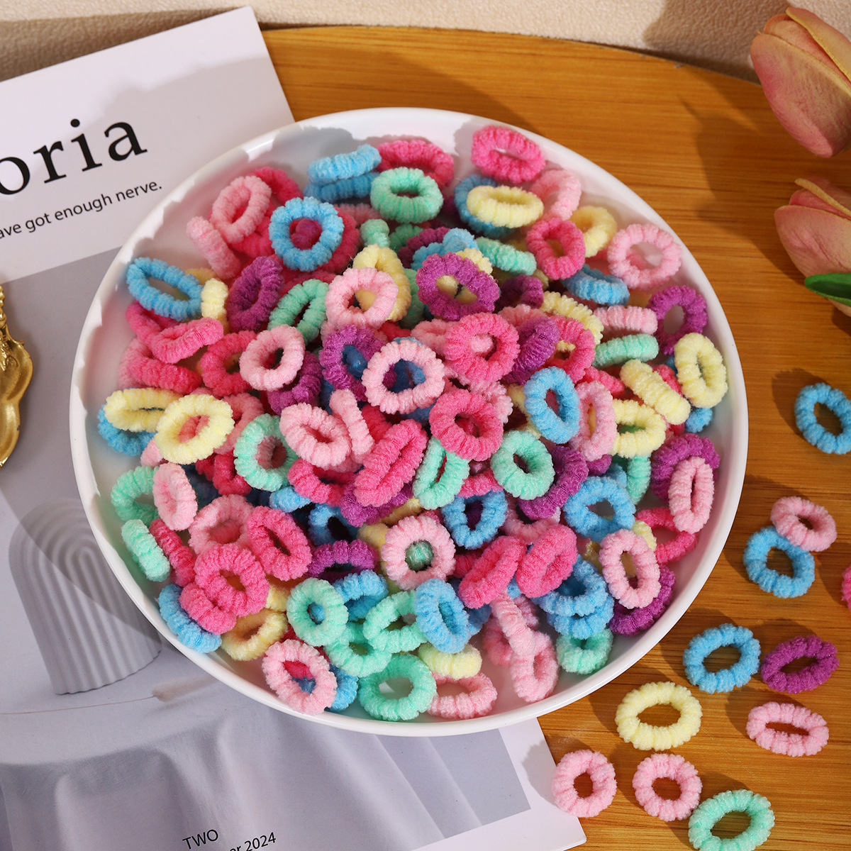 儿童不伤发毛巾圈500根装高弹力皮筋拇指橡皮筋头绳宝宝女童发圈详情26