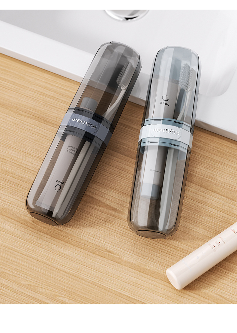 旅行漱口杯便携牙刷牙具收纳盒透明洗漱套装外出洗漱杯牙刷架牙具座详情14