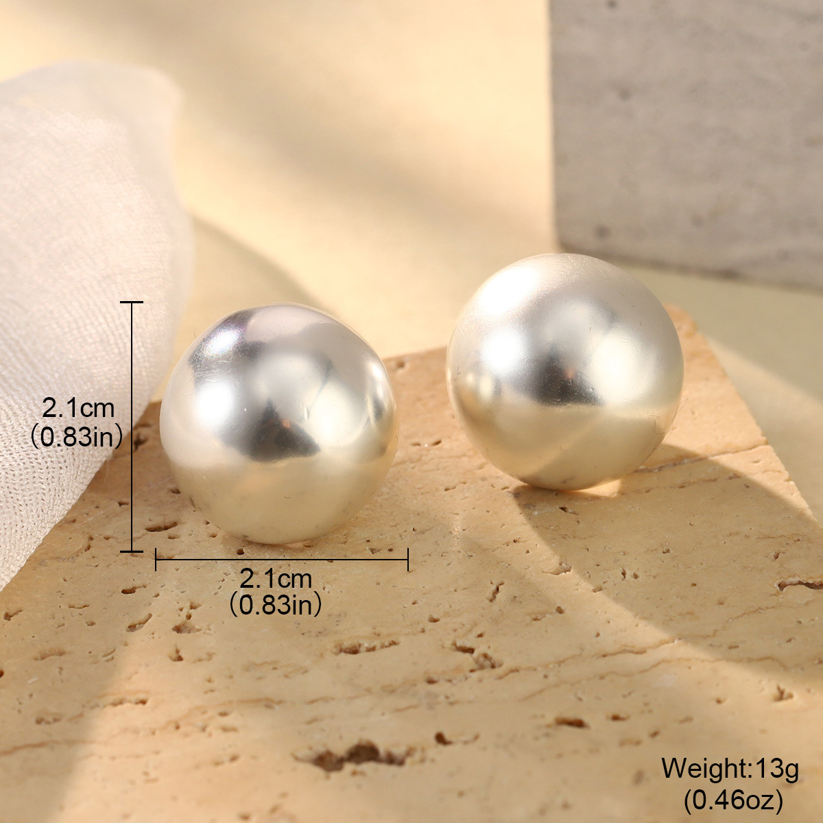 French geometric metal minimalist earrings with an irregular texture, white lava ring and enamel adjustable joints pic 20