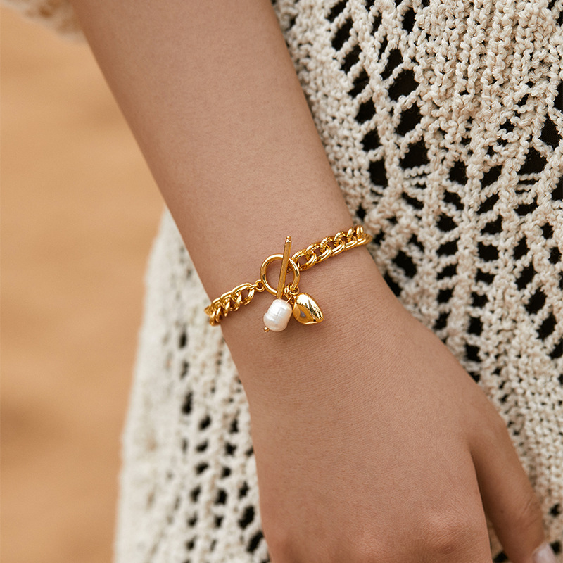 保色淡水珍珠手链质感真金电镀优雅贝珠手串手工气质复古欧美手饰详情10