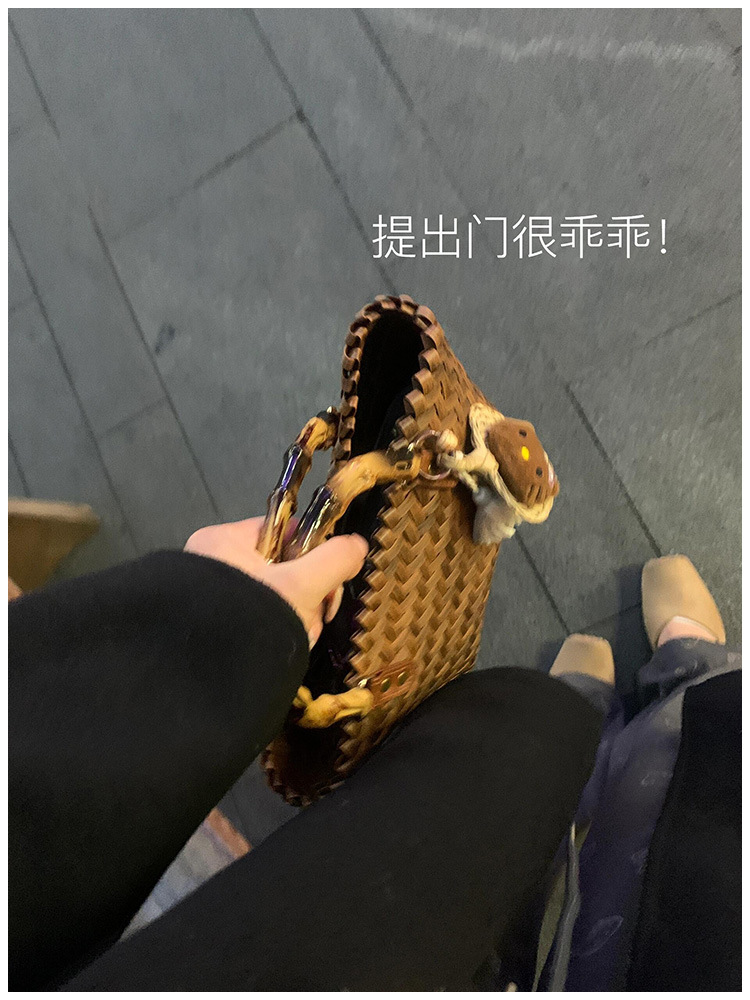 包包女2024新款藤编手提包竹节草编包纯手工竹编托特包复古沙滩包详情12