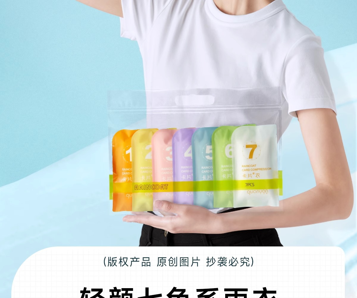 一次性雨衣便携加厚款卡片包装成人儿童学生雨披景区旅游长款连体详情2