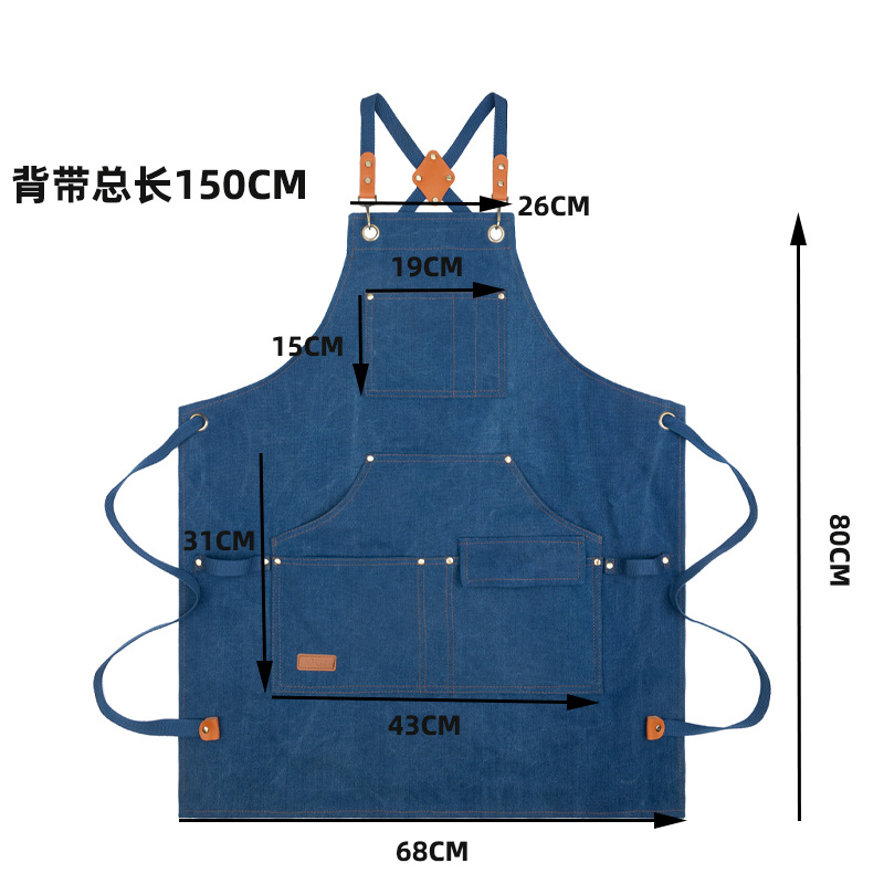 跨境帆布围腰双背带餐饮烧烤咖啡店美甲厨房家务园艺围裙透气围裙详情3