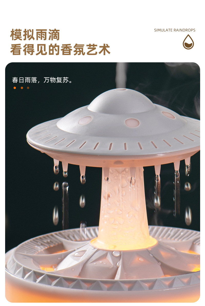 Cross-border new water drop aroma diffuser, humidifier, home thick fog volume, desktop silent remote control essential oil diffuser pic 12