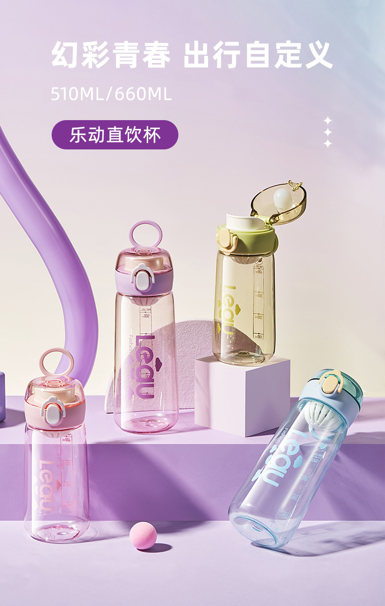运动水杯PC学生儿童高颜值便携太空杯夏季耐高温食品级直饮塑料杯详情4