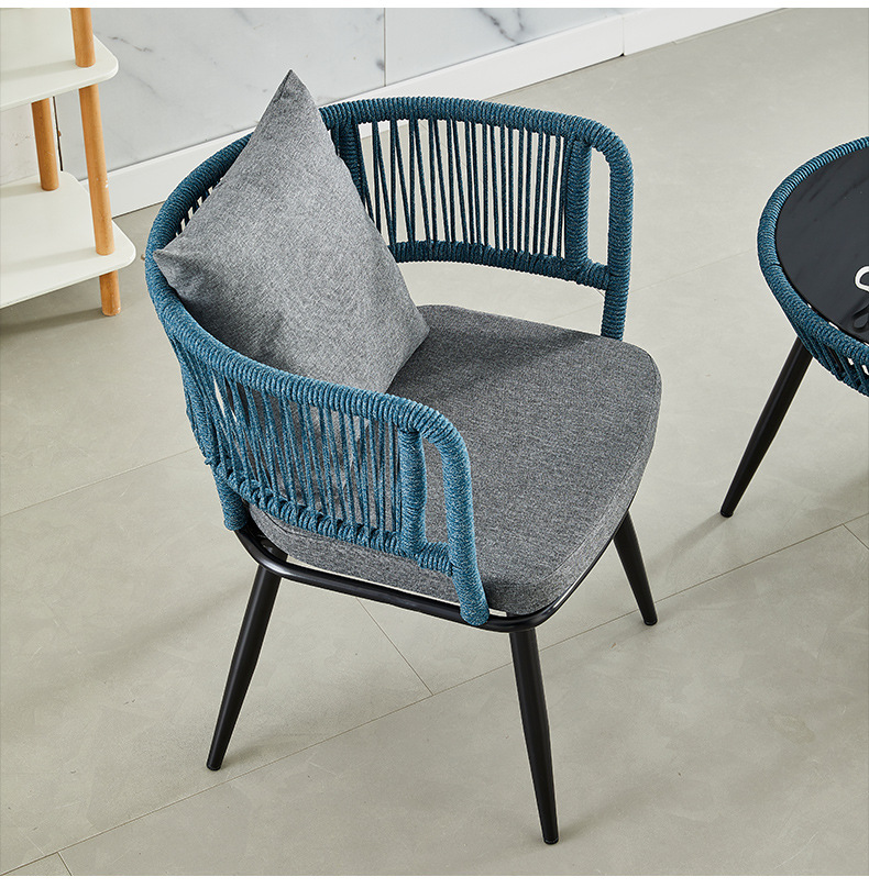 Outdoor balcony leisure sun protection rattan chair courtyard Outdoor hotel terrace collision salad rope dining chair homestay courtyard rattan chair garden table pic 15