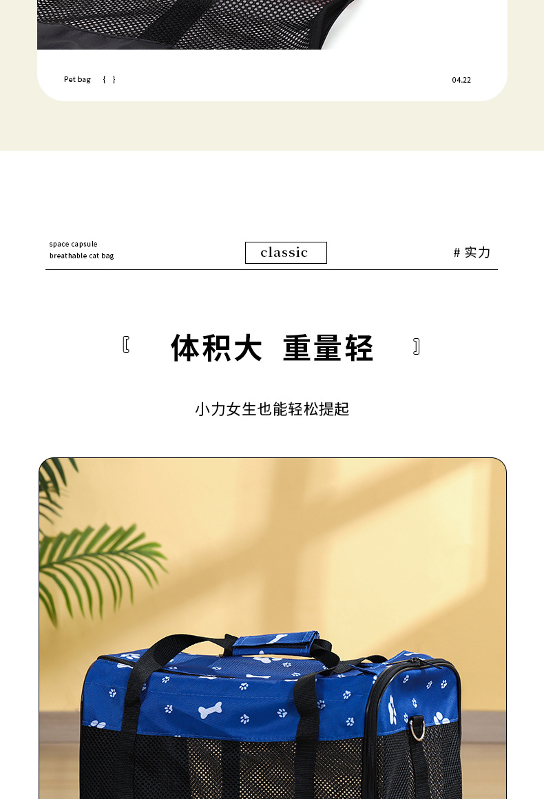 Rongka Pet Cross-border Pet Outing Single-shoulder hand-held Cat Bag, Large Capacity Breathable Pet Bag, Crossbody Cat Bag, Portable Cat Bag pic 5