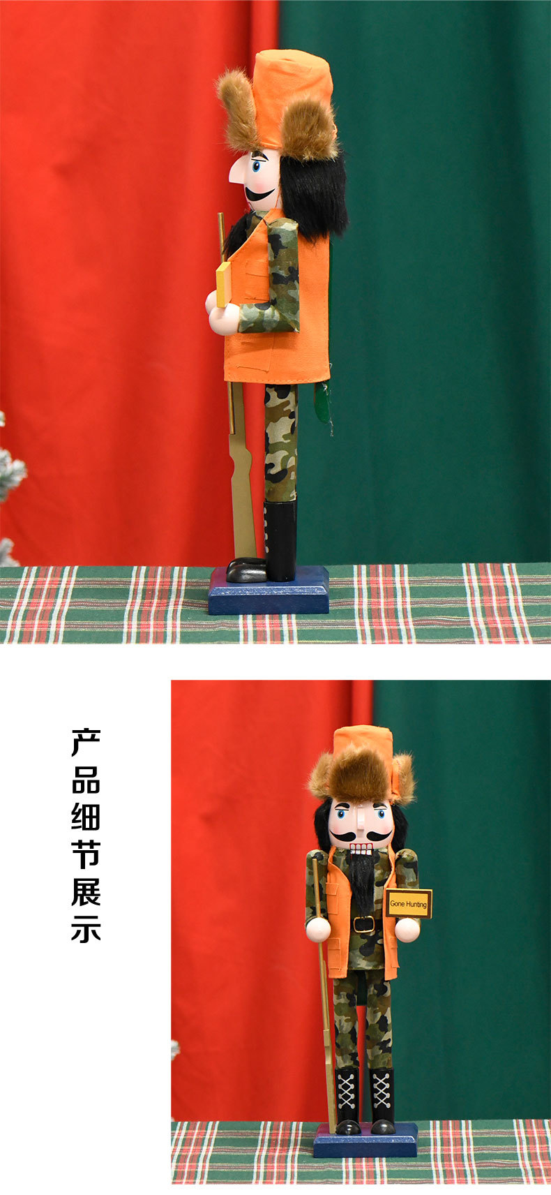 New product in stock: 38CM orange coat nutcracker Christmas ornament, professional series pic 3