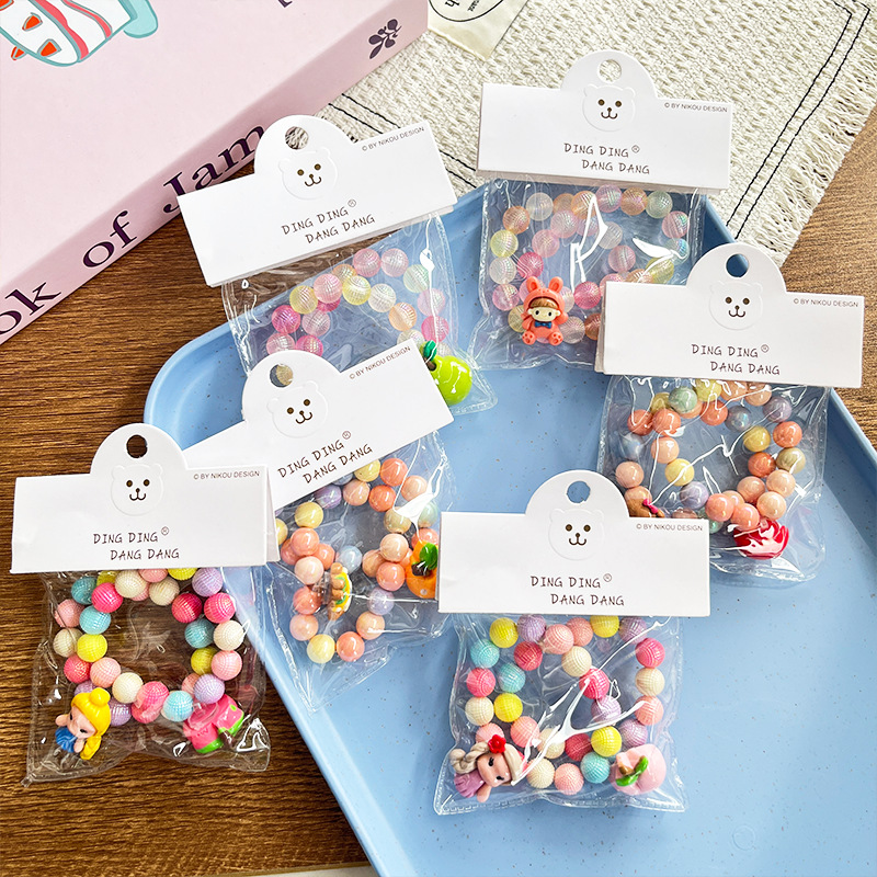 新款糖果色可爱卡通水果树脂透明手链儿童时尚百搭手工穿珠饰品详情6