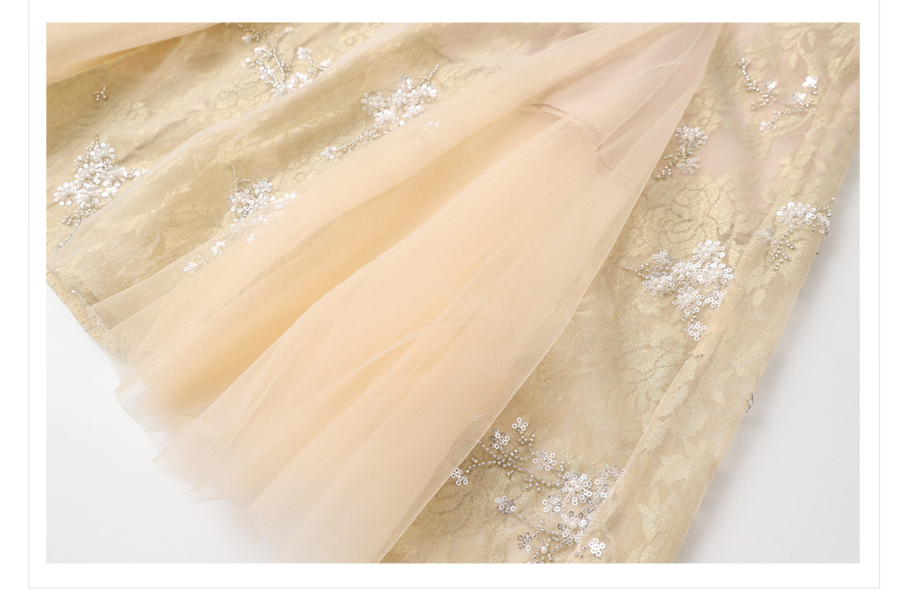 The new Chinese-style high-end dress with flower beaded embroidery and a light luxury design sense, the elegant long dress N2034 pic 11