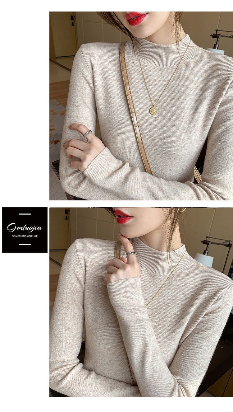 The semi-high-neck sweater is a new style for women in 2025. It can be paired with a knitted base layer for a slimming and form-fitting long-sleeved, versatile and stylish top pic 4
