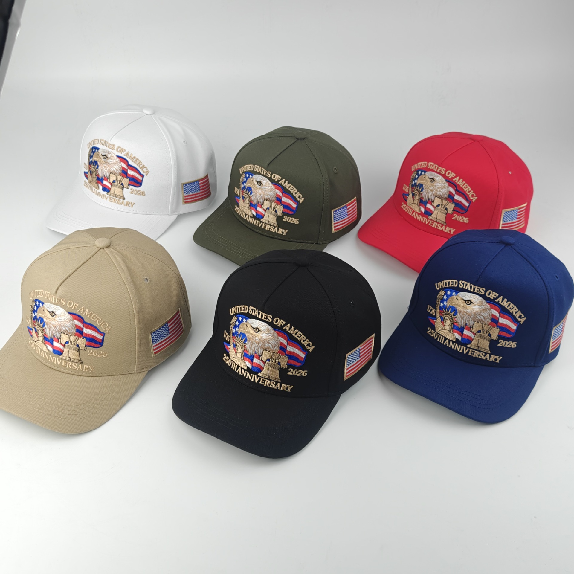 New in-stock American 250th anniversary commemorative baseball cap, three-dimensional embroidered commemorative cap, cross-border headband baseball cap pic 1