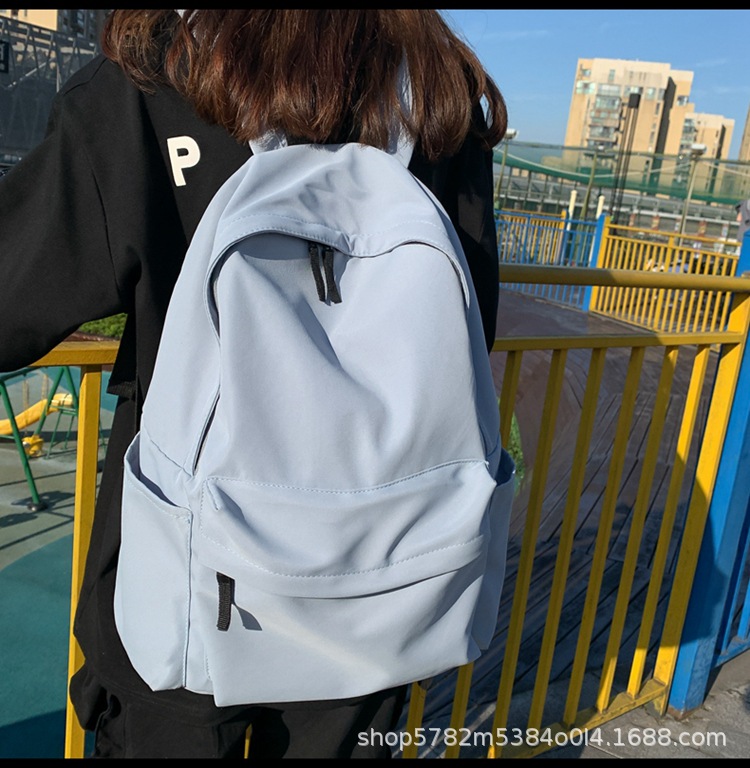 韩版男女同款大容量纯色背包新款简约学院风书包日系无印风双肩包详情25