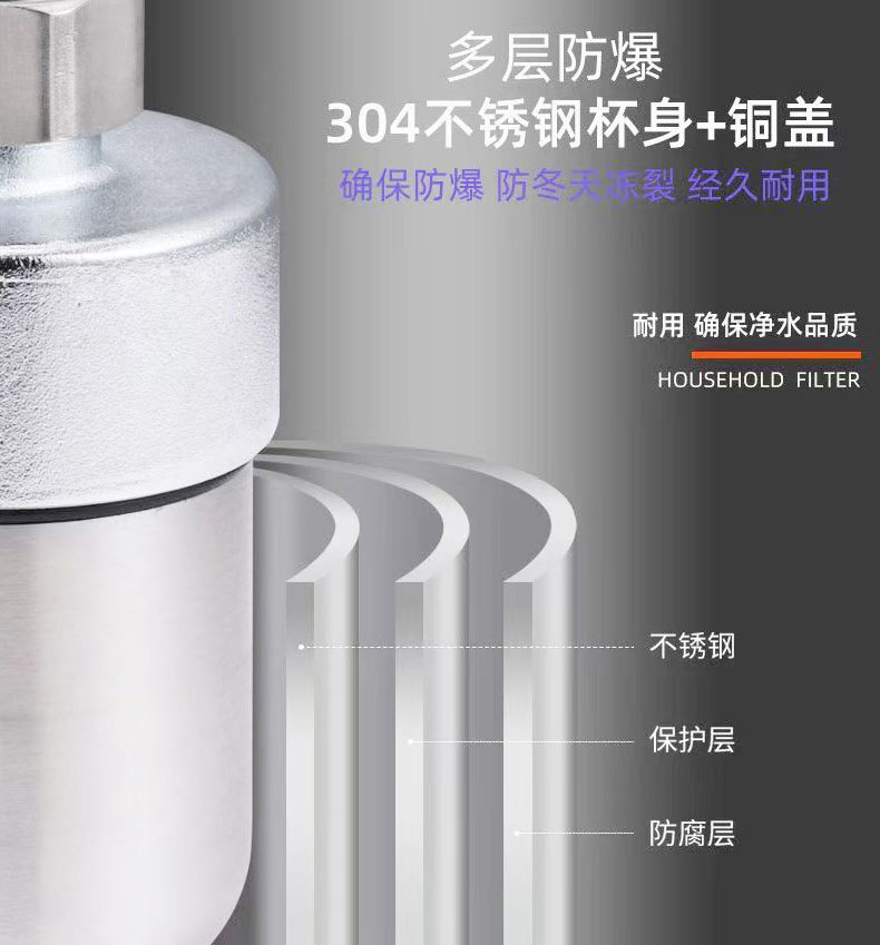 Electric water heater pre-filter, household no need to replace filter core, wall-hung boiler feed water, tap water, showerhead scale inhibitor water purifier pic 10