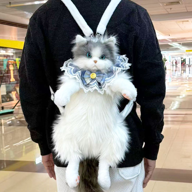 可爱萌趣仿真布偶猫宝宝玩偶双肩包三花猫毛绒包单肩女孩斜挎背包详情6