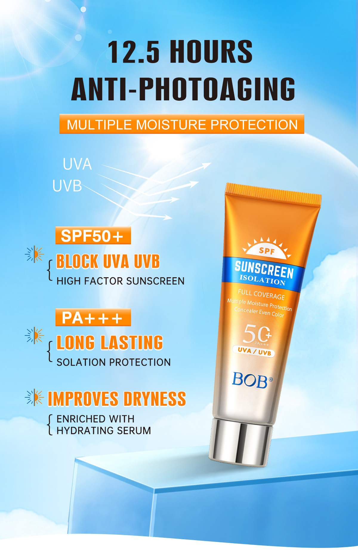 Cross-border bob sunscreen for facial isolation and UV protection pic 4