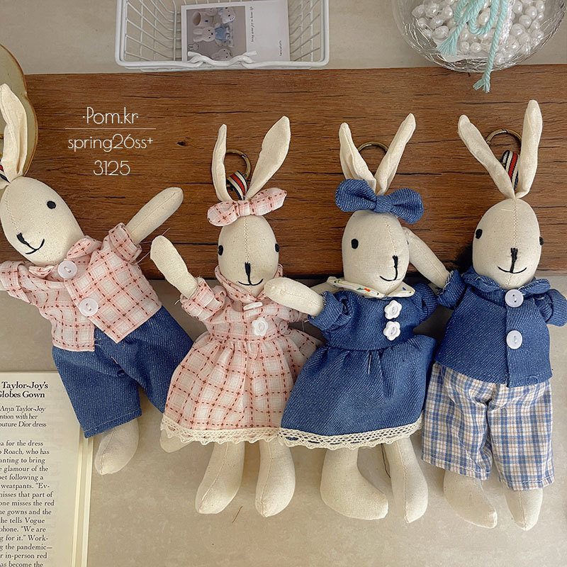 韩版新款兔子布艺手作玩偶挂件儿童宝宝生日礼物背包挂饰复古饰品详情3