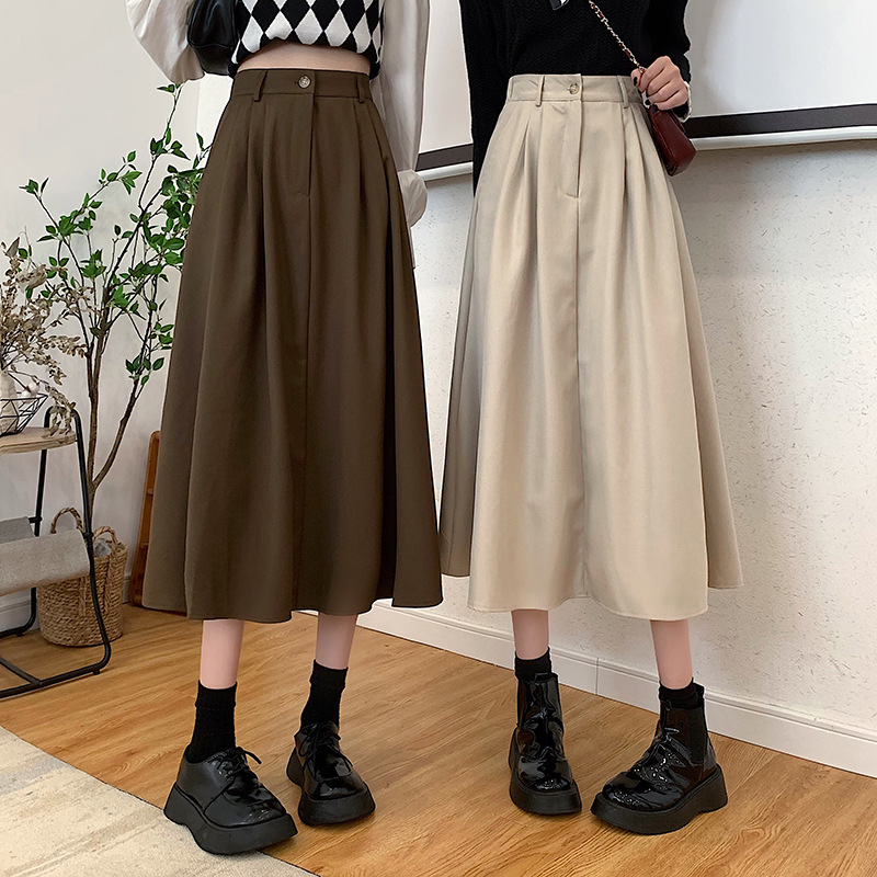 The new Korean-style slimming MIDI skirt for women in the 2022 autumn and winter season is in vogue with A large swing A-line skirt trend pic 7