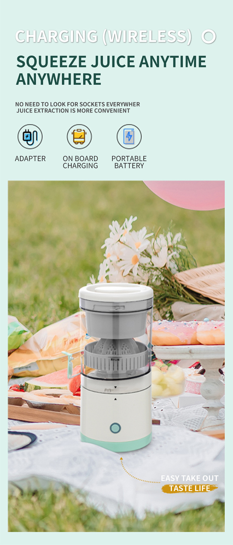 Cross-border new household electric high-appearance-level juicer, original juicer, wireless juicer, fruit processor, rechargeable press, multi-power juicer pic 15