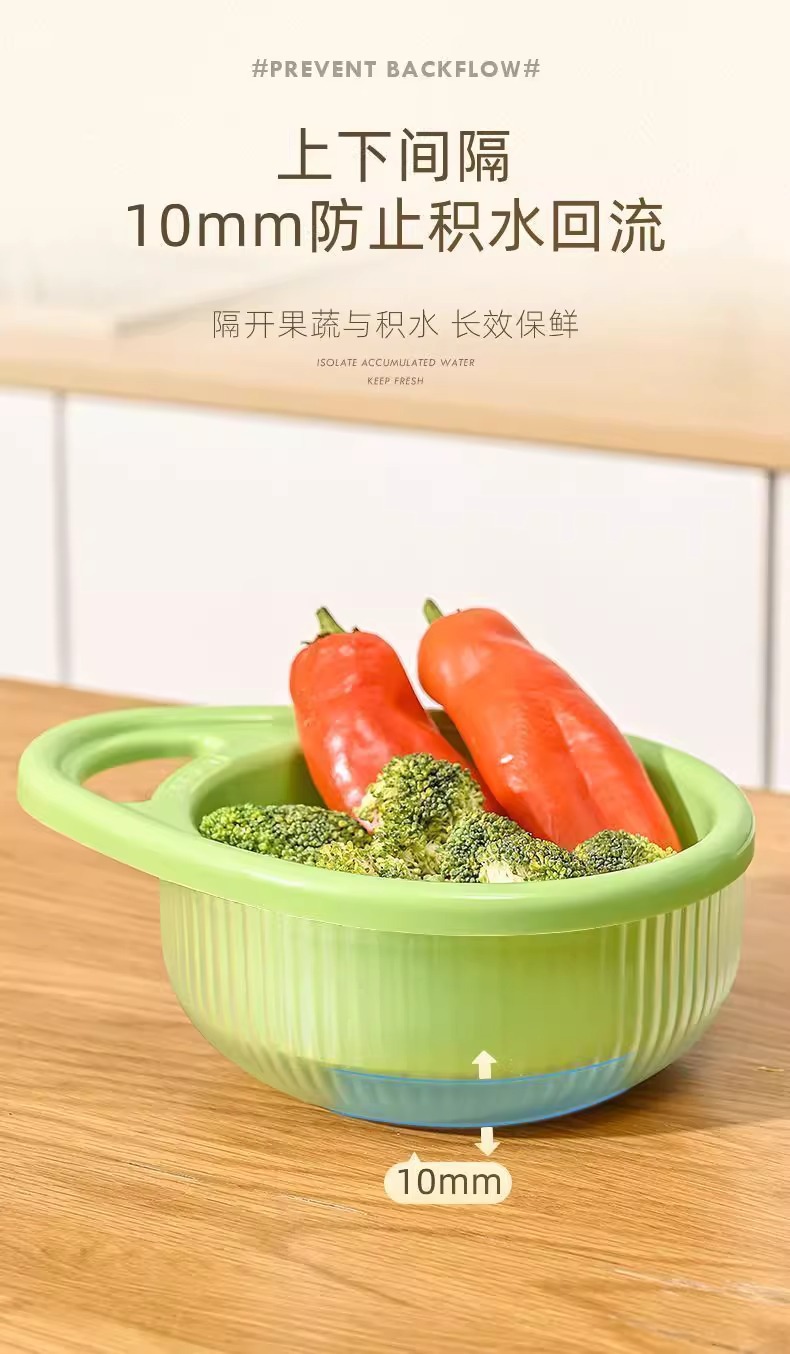厨房洗菜篮子洗菜篮洗水果蓝双层洗菜盆双层沥水洗菜洗水果蓝批发详情12