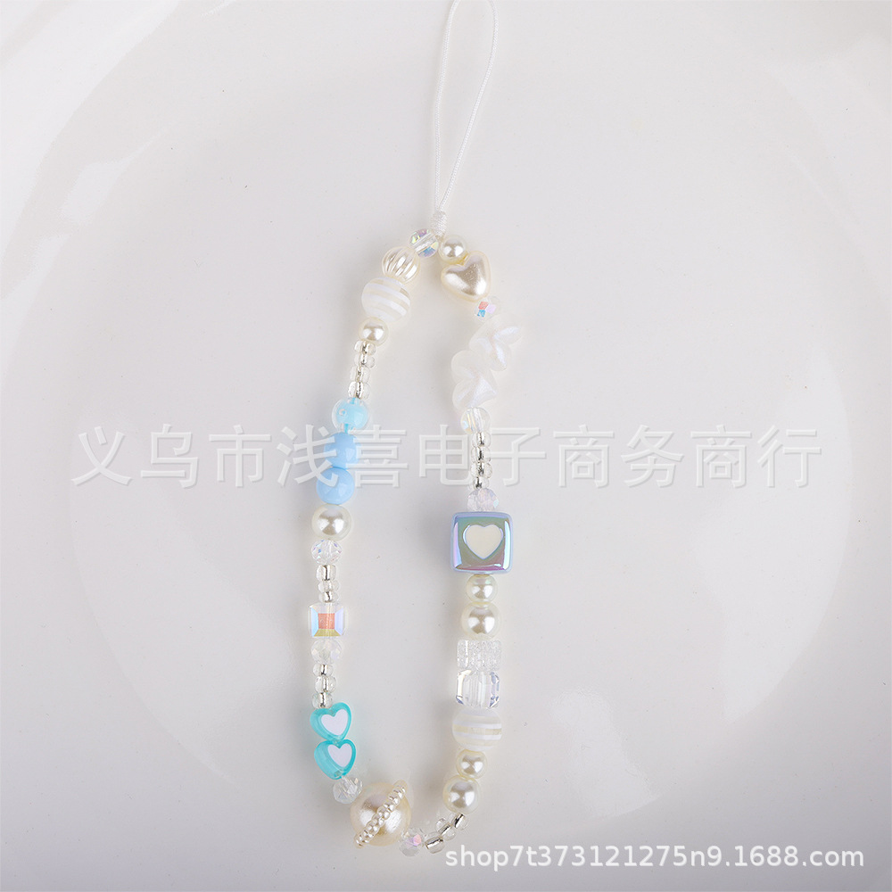 Original butterfly mobile phone chain, heart square, star, bead pendant, beaded mobile phone pendant, camera and mobile phone case pendant pic 4