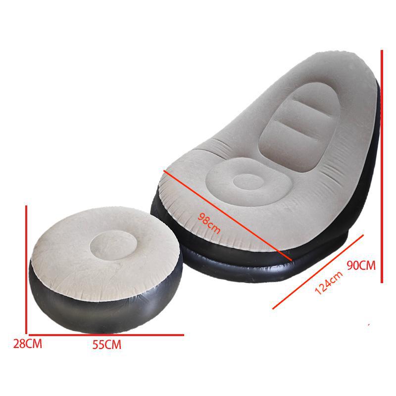 成人懒人沙发两件套带脚蹬马卡龙植绒沙发躺椅休闲充气沙发厂家直详情2