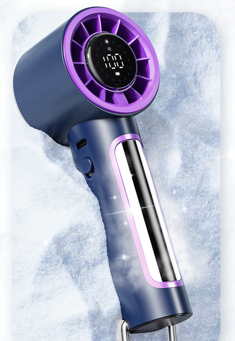 新款手持高速涡轮风扇100档无极变速冰敷跑马灯桌面数显风扇详情19