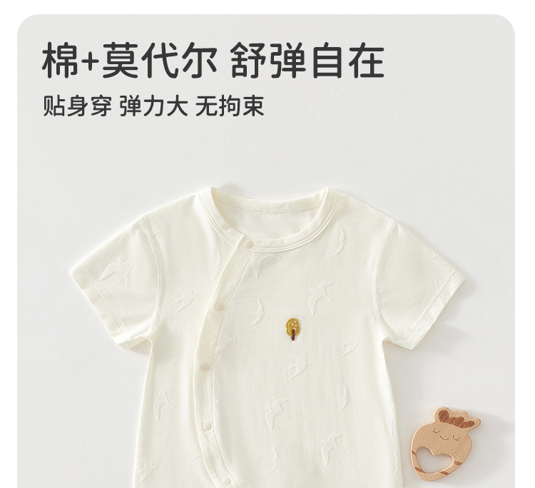 Baby one-piece suit, summer short-sleeved thin clothes, newborn one-piece suit, cotton mottled hatsuit, baby crawling suit pic 1
