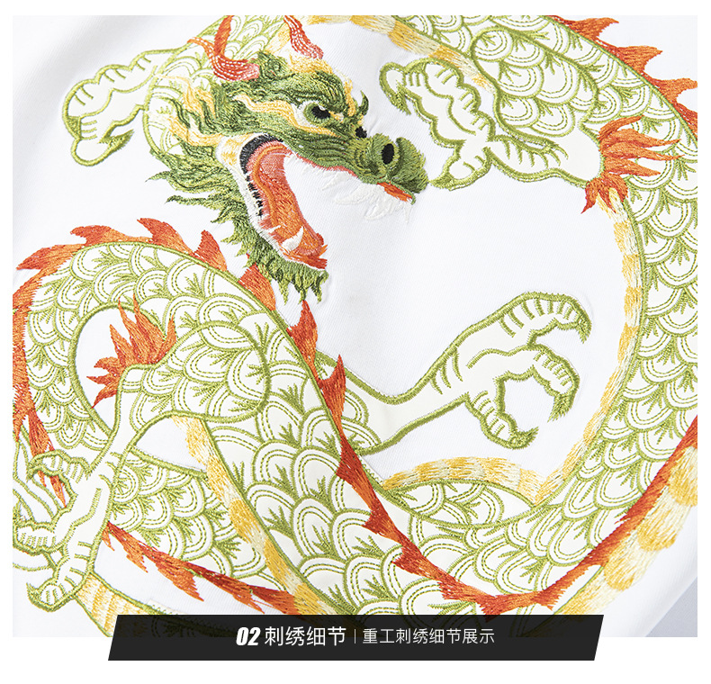 男生国潮重工神龙刺绣短袖潮牌ins时尚男士t恤夏季体桖衣服宽松详情11