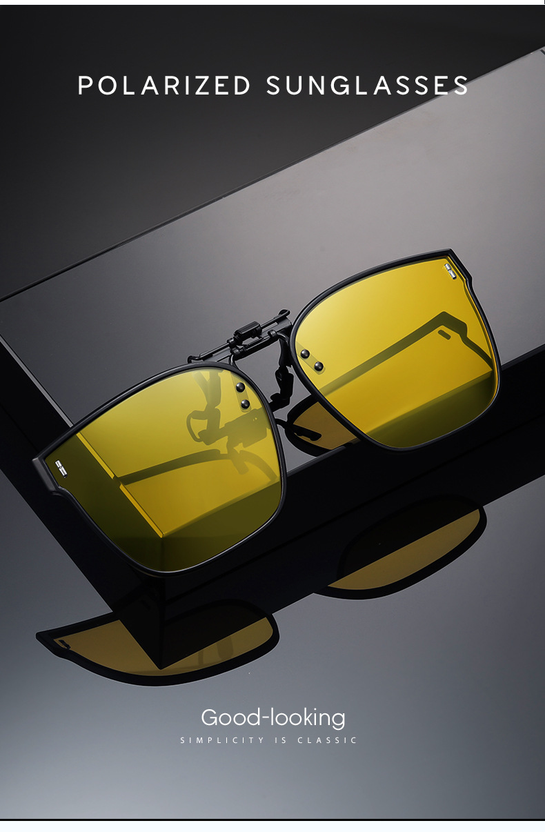 2025年新款偏光夹片太阳镜1017时尚男女近视可上翻墨镜夹片夜视镜详情3