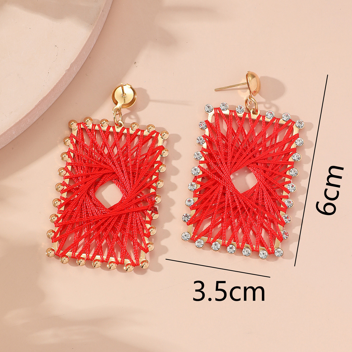 Factory wholesale hand-woven vintage earrings, wrapped stud earrings and earrings, exquisite, light luxury and artistic style pic 4