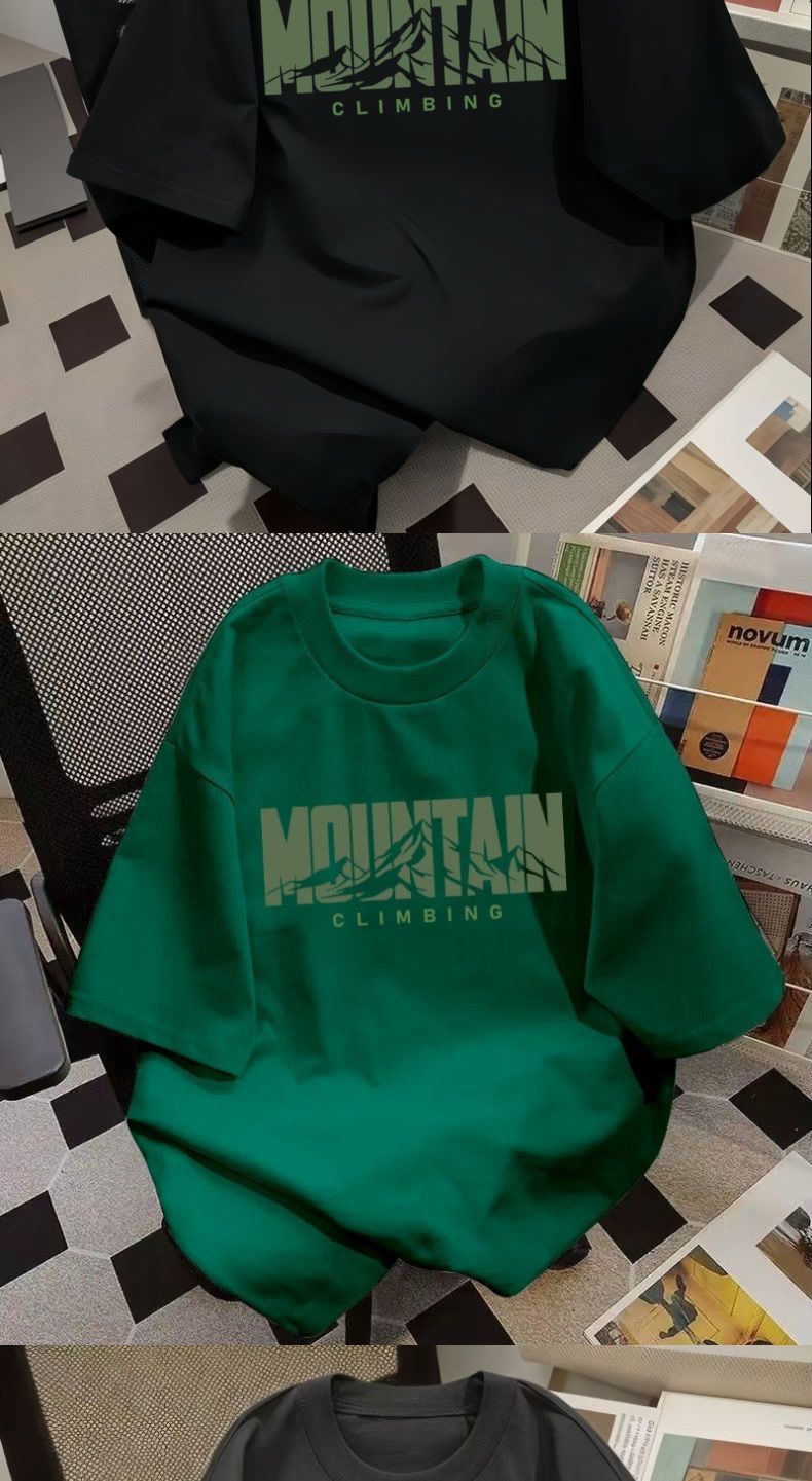 100% pure cotton short-sleeved T-shirt for men, summer ins trend, high-end style, cool and stylish, loose and versatile casual T-shirt for teenagers pic 7