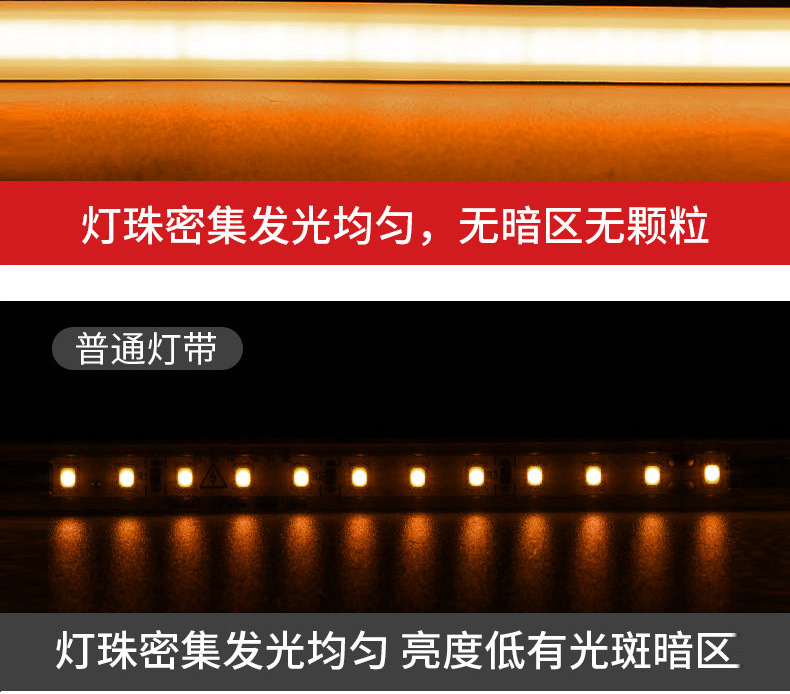 跨境cob灯带led条自粘220V户外防水高压灯条110v家用硅胶柔性灯帶详情8