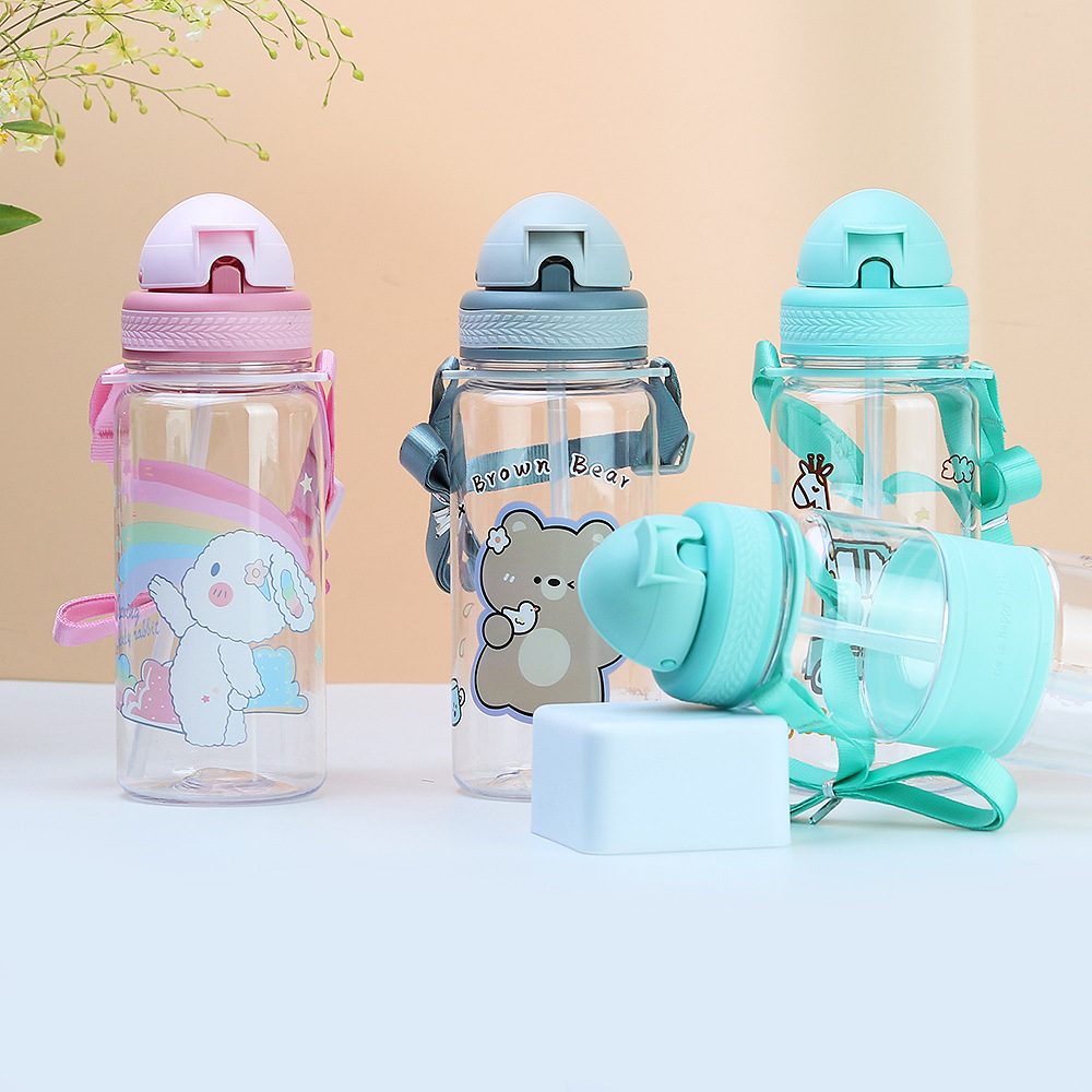 代发可爱卡通吸管杯幼儿园儿童塑料水杯创意学生手提杯子运动水壶详情2