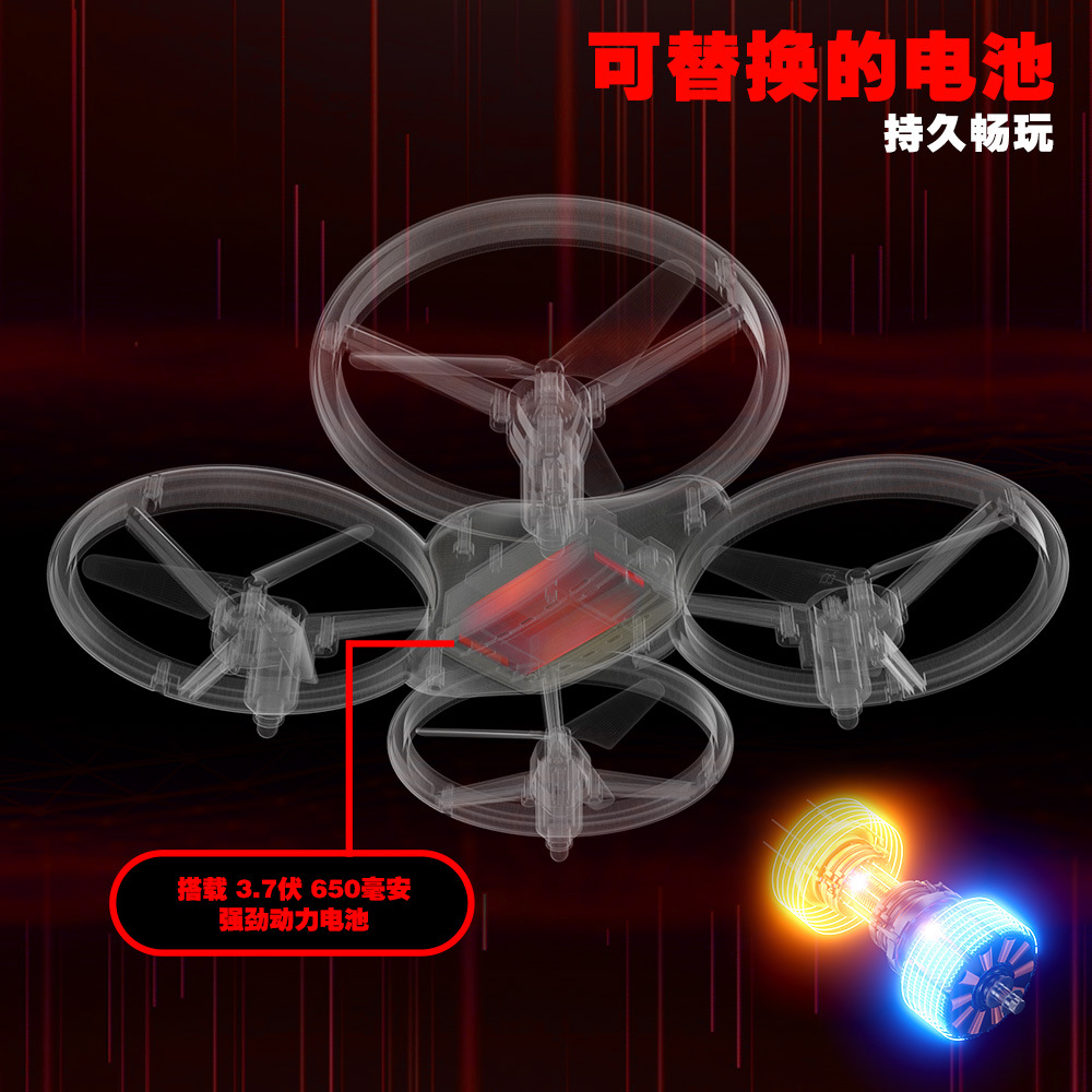 Cross-border LED drone light-emitting UFO sensing multi-rotor aircraft stunt rolling remote control aircraft toys pic 15