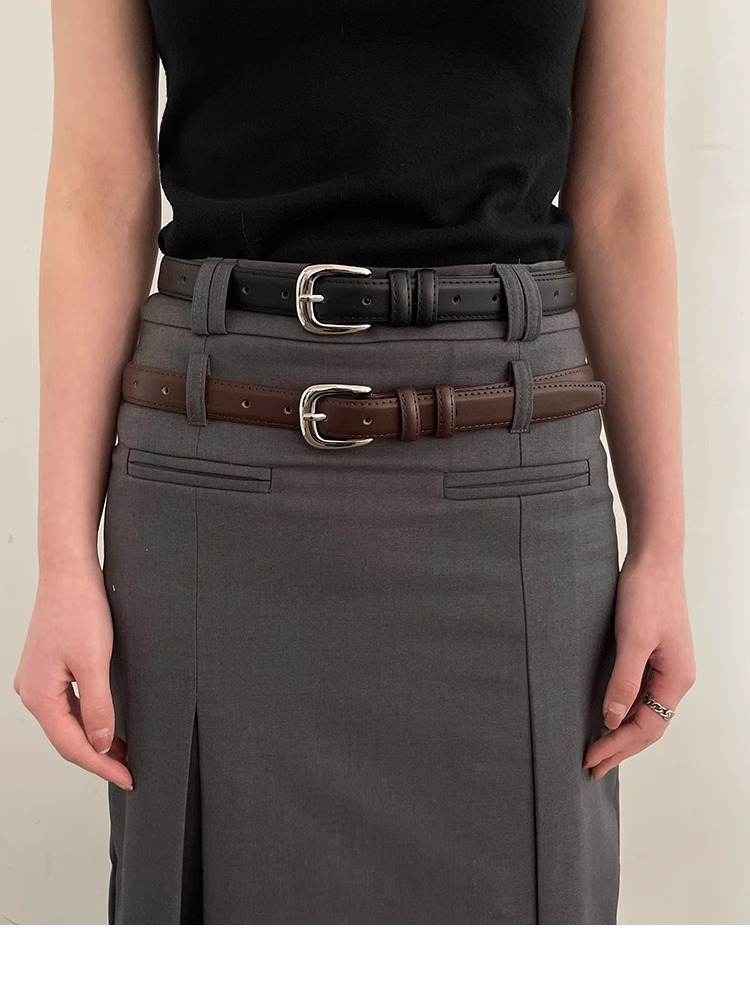 简约百搭皮带裤子女士新款腰带黑色韩国学生韩系裤带细款免打孔详情5